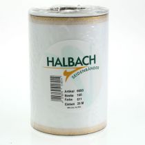 daiktų Elegantiška muaro vainiko juostelė su auksiniu kraštu, vestuvių dekoracija, gedulo juostelė, balta 150 mm x 25 m