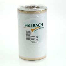 daiktų Balta muaro rašto vainiko juostelė su auksiniu perlų kraštu, 175 mm - Elegantiška juostelė dekoravimui ir floristikai