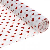 Krepinis popierius su širdelėmis Floristo krepas Motinos dienai raudonas, baltas 50 × 250cm