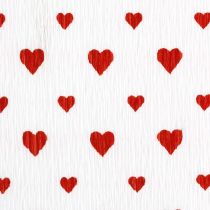 Krepinis popierius su širdelėmis Floristo krepas Motinos dienai raudonas, baltas 50 × 250cm