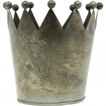 daiktų Deco karūna antikvarinės išvaizdos pilka metalinė stalo puošmena Ø15cm H15cm