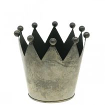 daiktų Deco karūna antikvarinės išvaizdos pilka metalinė stalo puošmena Ø12,5cm H12cm