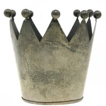 daiktų Deco karūna antikvarinės išvaizdos pilka metalinė stalo puošmena Ø12,5cm H12cm