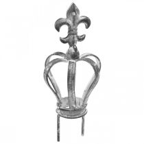 Dekoratyvinė kaiščių karūnėlė iš metalo pilka, skalbta balta Ø6,5cm H12cm