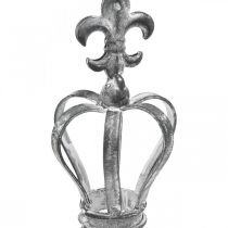 Dekoratyvinė kaiščių karūnėlė iš metalo pilka, skalbta balta Ø6,5cm H12cm