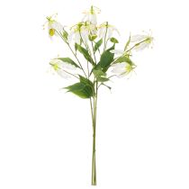 daiktų Dirbtinė Gloriosa gėlė, balta ir geltona, elegantiškai žydinti šakelė dekoracijai, 80 cm, 3 vnt.