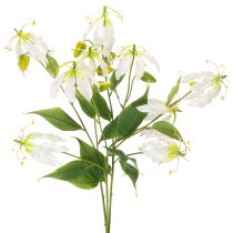 daiktų Dirbtinė Gloriosa gėlė, balta ir geltona, elegantiškai žydinti šakelė dekoracijai, 80 cm, 3 vnt.
