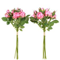 daiktų Dirbtinės rožės kekėje Dirbtinės gėlės Rožinė 36cm 12vnt