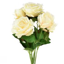 Dirbtinės rožės Dirbtinių gėlių puokštė Rožių kreminė Geltona Pick 54cm