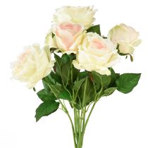 daiktų Dirbtinės rožės Dirbtinių gėlių puokštė Rožių kreminė Rožinė Pick 54cm