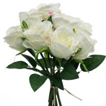 Dirbtinės rožės kekėje baltos 30cm 8vnt