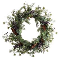 daiktų Dirbtinis Advento vainikas, dekoratyvinis, violetinių uogų vainikas, Ø45 cm