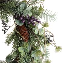 daiktų Dirbtinis Advento vainikas, dekoratyvinis, violetinių uogų vainikas, Ø45 cm