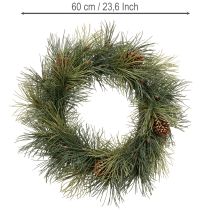daiktų Dirbtinis pušies šakų vainikas su kankorėžiais 60 cm