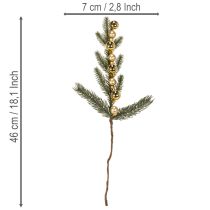 daiktų Dirbtinė eglės šakelė su aukso spalvos mini eglutės žaisliukais, 46 cm, 2 vnt.