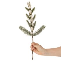 daiktų Dirbtinė eglės šakelė su baltais mini kalėdiniais žaisliukais, 46 cm, 2 vnt.