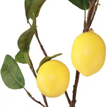 daiktų Dirbtinė citrinos šakelė dekoratyvinė šakelė su 3 geltonomis citrinomis 65cm