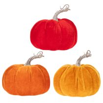 daiktų Audinio moliūgas kaip stalo puošmena, rudens dekoracija, 13 cm, 3 vnt.