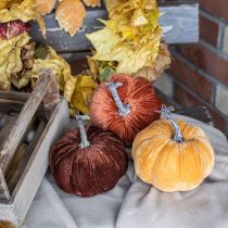 Pumpkin Deco Autumn Orange Brown Flocked Ø12cm 3vnt