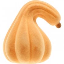 daiktų Dekoratyvinis moliūgas lenktas oranžinis flokuotas Dirbtinis dekoratyvinis moliūgas 18cm