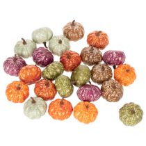 daiktų Mini moliūgų dekoracijų rinkinys, rudens ir Helovino dekoracijos, įvairių spalvų, 4 cm, 24 dalys