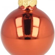 Mini kalėdiniai kamuoliukai stiklas rūdžių raudonas matinis/blizgus Ø2cm 45p