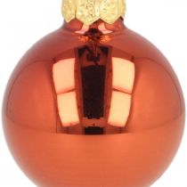 Mini kalėdiniai rutuliai stiklas rūdžių raudonas matinis/blizgus Ø2cm 44 vnt