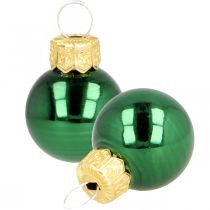 Mini kalėdiniai kamuoliukai stiklas žalias matinis/blizgus Ø2cm 44p