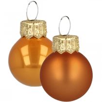 daiktų Mini kalėdiniai rutuliai stiklas oranžinis matinis/blizgus Ø2cm 44p