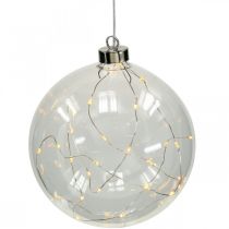 Kalėdinis kamuolys LED rutulys Ø10cm 15L viduje šiltai baltas laikmatis