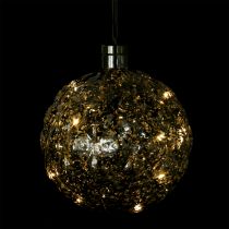 Rutulinis plastikinis sidabrinis Ø20cm su 15 LED ir baterijomis