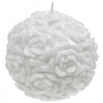 Rutulinės žvakės rožės apvalios žvakės balta stalo puošmena Ø10,5cm