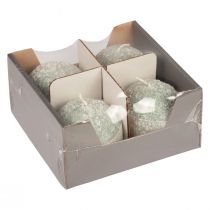 daiktų 4 žalių rutulinių žvakių, 8 cm, blizgučių, sniego gniūžčių, kalėdinių dekoracijų, advento žvakės, rinkinys