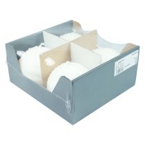 daiktų Žiemos magijos rutulinės žvakės su baltu sniego gniūžtės efektu, Ø10 cm, 4 vnt. rinkinys šventinei dekoracijai