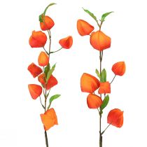 daiktų Dirbtinė gėlė oranžinė žibinto gėlė Physalis dekoratyvinės šilkinės gėlės 93cm 2vnt