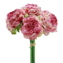 Dirbtinės gėlės Dekoracija Dirbtiniai bijūnai Rožiniai Antikvariniai 27cm 7vnt
