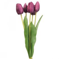 Dirbtinės gėlės tulpė violetinė, pavasarinė gėlė 48cm ryšulėlis po 5 vnt