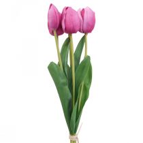 Dirbtinių gėlių tulpių rožinė, pavasario gėlė L48cm ryšulėlis po 5 vnt