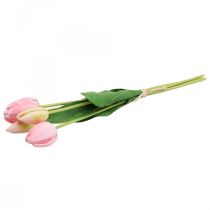 Dirbtinės gėlės tulpė rožinė, pavasarinė gėlė 48cm ryšulėlis po 5 vnt