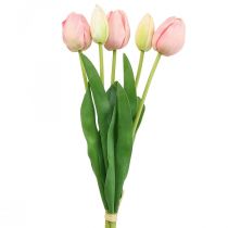 Dirbtinės gėlės tulpė rožinė, pavasarinė gėlė 48cm ryšulėlis po 5 vnt