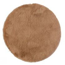 daiktų Dirbtinio kailio dekoratyvinis kailis apvalus stalo bėgikas kailinis kilimas rudas Ø38cm