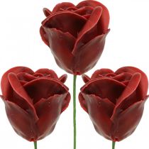 daiktų Dirbtinės rožės Bordo vaškas Rožės Deco Roses Vaškas Ø6cm 18vnt