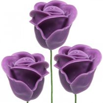 daiktų Dirbtinės rožės violetinis vaškas rožės dekoratyvinės rožės vaškas Ø6cm 18 vnt