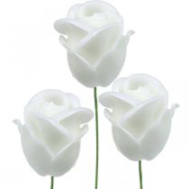 Dirbtinės rožės baltos vaško rožės deko rožės vaškas Ø6cm 18 vnt
