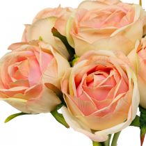 Dirbtinės rožės rožinės dirbtinės rožės 28cm ryšelis 7 vnt