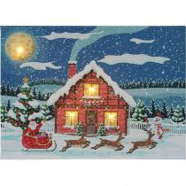 LED paveikslėlis Kalėdų Senelis su sniego seneliu LED freska 38x28cm