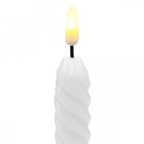 LED žvakės baltas laikmatis tikras vaškas baterijai 25cm 2vnt