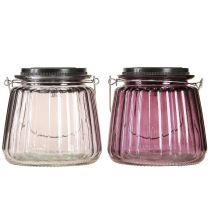 daiktų LED sodo apšvietimas stiklinis saulės kolektorius, skirtas pakabinti Violetinė Ø10,5cm 2vnt