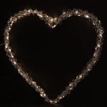 daiktų Pakabinamas LED dekoratyvinis metalinis šviestuvas širdies formos, šiltai balta spalva, 30 cm