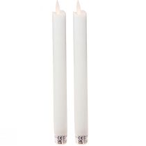 daiktų LED žvakių vaško lazdelės žvakės baltos baterijai 24cm 2 vnt